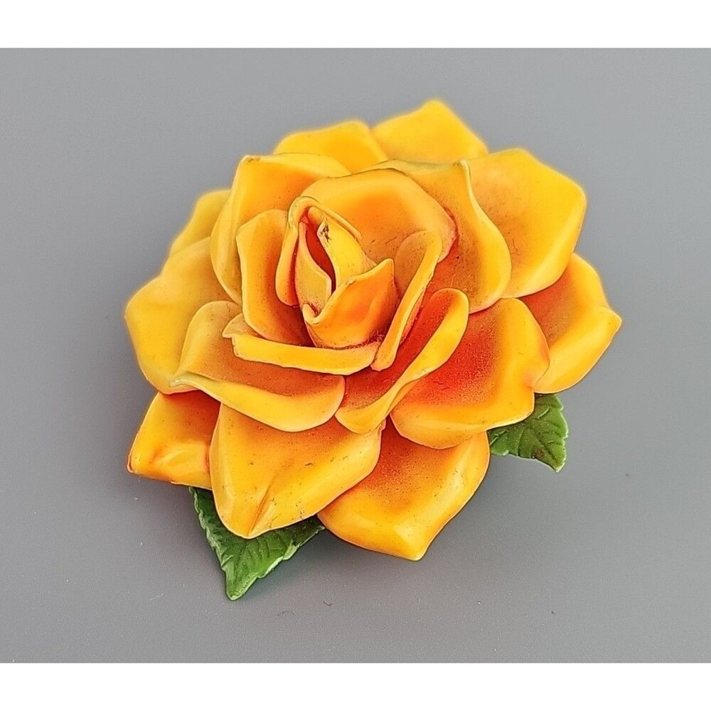 Vintage Peach Orange Brooch Resin Plastic Molded Flower 1960s Pin 2 in Retro